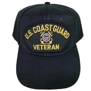 Patriotic Retro Vintage Style U.S. Coast Guard Veteran Men's Patch Cap Hat Black